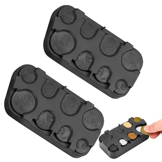 2 Stück münzbox für kleingeld, Euro-Münzsammler Mit Schnell-Fixierung (Kleingeldbox),Münzbox,Münzhalter Münzsortierer,Kleingeld Sortierer Für Auto,Taxi,8 Fächer Von 2 Euro Bis 1 Cent(Schwarz)