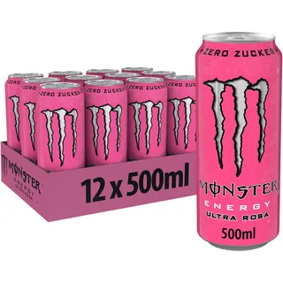 Monster Energy® Ultra Rosá - koffeinhaltiger Energy-Drink mit erfrischend-leichtem Grapefruit-Geschmack - full Flavour, zero Zucker, zero Kalorien - in praktischen Einweg Dosen (12 x 500 ml)
