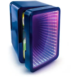 CANAL TOYS – So Chill – Infinity LED Mini-Kühlschrank – 6 Dosen (8 Mini) – USB 5V SELV – Spiegeleffekt-Tür – 12 LED-Modi – Sticker zum Personalisieren – Büro • Schlafzimmer • Auto • Gaming – INF 041