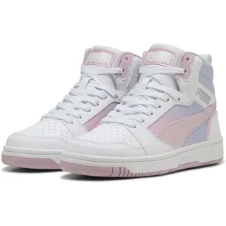 Puma Rebound V6 MID Blurry Dreams JR Sneaker, White-Rose Mauve-COOL Weather, 37.5 EU