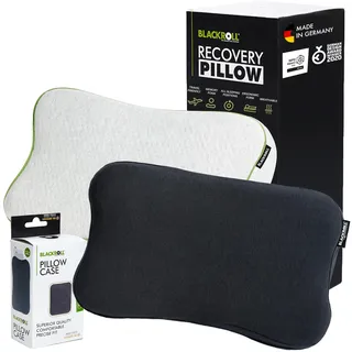 BLACKROLL® Recovery Pillow Set Jersey Anthrazit, ergonomisches HWS Nackenkissen aus Memory-Foam inkl. Zusätzlichem Bezug- Made in Germany