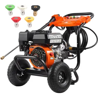 Vevor Benzin Hochdruckreiniger 3500 PSI 10 L/min 2,6 GPM mit Hochdruckpistole und 5-Düsen-Set