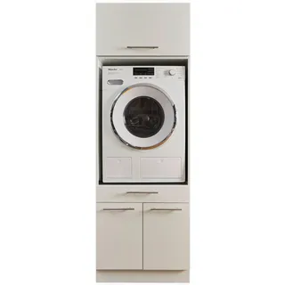 laundreezy Waschmaschinenschrank 67,5 x 200 x 67,5 cm Weiß Metall