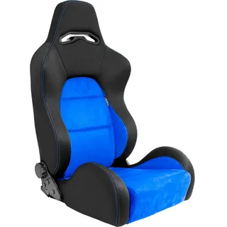 AutoStyle Sportsitze 'Eco Soft' - Schwarz/Blau | Doppelseitig Verstellbare Rückenlehne - inkl. Laufschienen