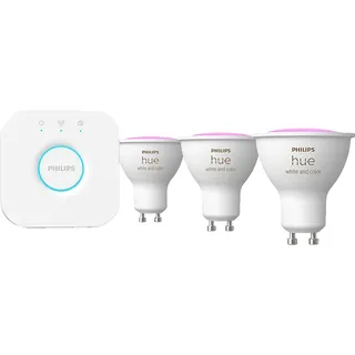 Philips GU10 Dreierpack inkl. Bridge 3 x 400lm Starterset Weiß/Farbe