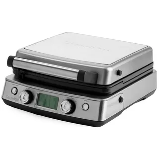 GREENPAN Waffeleisen Waffeleisen Elite für belgische Waffeln doppel 1600W mit, 1600 W, 1600 W keramische Beschichtung spülmaschinenfest LCD Display Anzeige grau