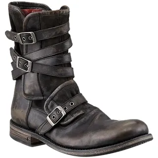 ORANDESIGNE Herren Western Cowboystiefel Vintage Westernstiefel Klassischer Cowboy Stiefeletten Halbhoch Schlupfstiefel Retro Reiterstiefel Winterstiefel rutschfest PU Lederstiefel D Grau 45 EU - 45 EU