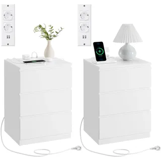 VASAGLE Nachtschrank Kailyn 2er Set 3 Schubladen 0 x 0 x 0 cm Wolkenweiß