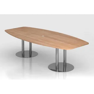 Hammerbacher Konferenztisch KT28S nussbaum Tonnenform, 280,0 x 85,0 - 130,0 x 74,5 cm
