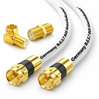 SAT Antennenkabel 10m Koaxialkabel 135 dB Class A+ TV Kabel 4K vergoldet