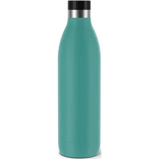 Emsa Bludrop Isolier-Trinkflasche, 1 Liter, 100% dicht, Quick-Press Verschluss, Ergonomischer 360° Trinkgenuss, 20h warm, 40h kühl, einfache Reinigung, Edelstahl, Pulverbeschichtung, Petrol, N31121