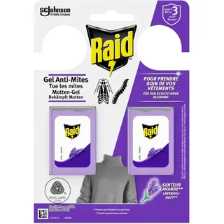 Raid (Paral) Motten-Gel, Mottenschutz für den Kleiderschrank, Mottenfalle mit Lavendel-Duft, 2 Stück (1er Pack )