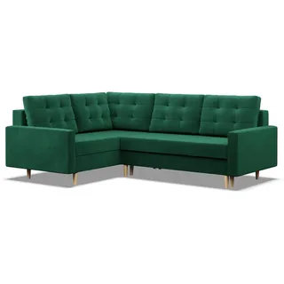 Mebligo Ecksofa, Grün, Textil, 5-Sitzer, L-Form, 223x172 cm, Wohnzimmer, Sofas & Couches, Wohnlandschaften, Ecksofas