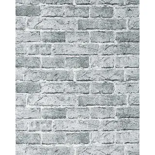 Edem - 3D Stein Tapete 583-26 Rustikale Design Vinyl Tapete klassische Vintage Optik Mauerstein Klinker Ziegelstein grau