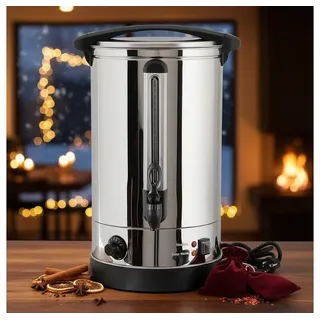 Feel2Home Heißgetränke- und Glühweinautomat Einkochautomat 7 L Glühweinkocher Glühweinkessel Thermostat Tee, 1500 W, Schaltet sich bei Überhitzung automatisch ab silberfarben