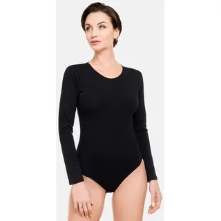 Evoni Damenbody | Overall Bodysuit mit Rundhals für Frauen | Langarm-Body in verschiedenen Farben | Optimale Alternative für Sport & Freizeit | Eleganter Jumpsuit(X-Large, Schwarz) - XL