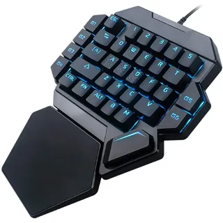 Einhandtastatur, RGB Luminous Gaming Mechanische Tastatur mit Makrodefinitionsfunktion, USB-Hintergrundbeleuchtung USB-Tastatur mit 35 Tasten für XP/Vista/Win7/Win8/WIN10