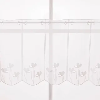 SCHÖNER LEBEN. Scheibengardinen Meterware nähfrei Stickerei weiß 45cm Höhe