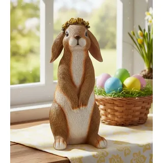LB H&F Lilienburg Osterhase Osterhase Dekofigur Osterdeko Deko Ostern Dekoration (Skulptur Wohnzimmer Eingang Eingangstüre Tischdekoration Kanninchen Schlappohrhase Shabby Vintage Hygge niedlich süß groß xl edel Design Osterfigur Frühlingsdeko Fensterbrett 2025 Liebe Familie Family Deko Hase Widder Kaninchen modern Osterschmuck bunt draußen Häschen Geschenk Mutter, Frühjahrsdeko zum hinstellen aufstellen kaufen Objekt), Tischdeko Tischschmuck Fenster Frühling Frühjahr braun