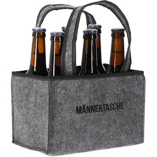 MC Trend Flaschenträger aus Filz Flaschentasche Männerhandtasche für 6 Flaschen Bierträger Männer Handtasche Geschenkverpackung (Männertasche)