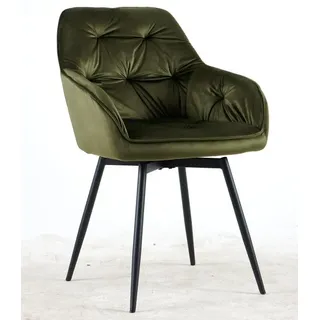 Esszimmerstuhl drehbar KENLY von DESIGNlink Gestell Metall Schwarz / Grün Velvet
