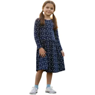KIDSWORLD Mädchen Kinder-Kleid Baumwoll-Kleid mit Sternen-Print Sommer-Kleid 41548136 Dunkelblau/Weiß - 152/158