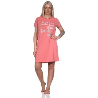 normann Damen Nachthemd Kurzarm mit Rundhals und verspieltem Front-Print, Farbe:apricot, Größe:40-42 - 40-42