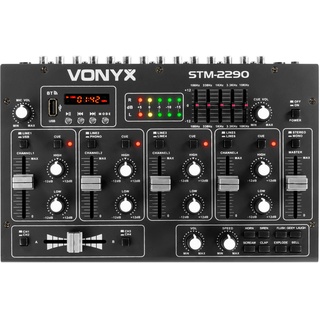 Vonyx STM2290 8-Kanal DJ Mischpult Bluetooth, DJ Mixer, Audio Mixer mit USB MP3 Player, Audio Mischpult mit Effekten, Mikrofonanschluss mit Talkoverfunktion, DJ, Musiker, Club, Bar, Gastro