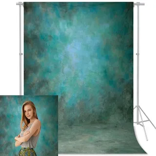 Econious Fotohintergrund, 1,5 x 2,2 m Abstraktes Cyan Hintergrund für Professionelle Fotografie - Mit Stangentasche