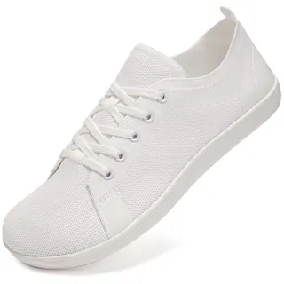 IceUnicorn Barfußschuhe Damen HerrenTraillaufschuhe Walkingschuhe Sneaker(Weiß, 39EU) - 39 EU Weit