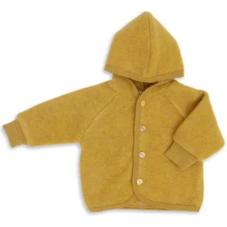 Engel - Wollfleece-Kapuzenjacke HOLZKNÖPFE in safran melange, Gr.62/68
