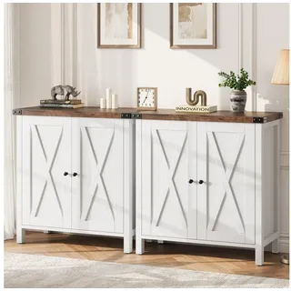 GarveeMore Buffet Küchenschrank, Sideboard, Aufbewahrungsschrank mit Türen, Landhausstil braun