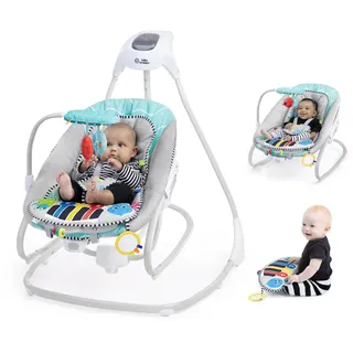 Baby Einstein Kick to It 4-in-1 Musical Swing & Rocker", Baby, grau, Kunststoff, Metall, Stoff, Babywippen Babywippe, mit Sound-Effekt