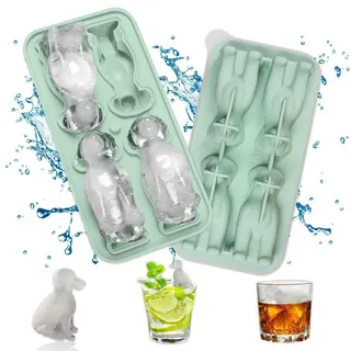luxuskollektion Eiswürfelform Eiswürfelform Silikon Deckel 4 Fach Cocktail Whisky Labrador grün