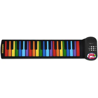 BONTEMPI - Colorkeys Piano Roll Up 37 Tasten Flexible elektronische Tastatur mit farbigen Noten 8 Klänge 6 vorprogrammierte Lieder Aufnahmefunktion Einstellbare Lautstärke