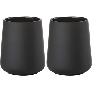 Zone Denmark Nova One Zahnputzbecher, Zahnbürstenbecher aus Keramik mit Soft Touch-Beschichtung, Durchm. 8 cm, Höhe 10 cm, Schwarz (Packung mit 2)
