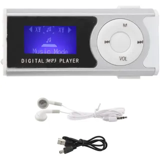 ciciglow Sport MP3, Tragbarer -Musik-Player 16 GB Erweiterungsspeicher mit LED-Taschenlampe LCD-Bildschirm-MP3-Player mit Kopfhörer und USB-Kabel(Silber)