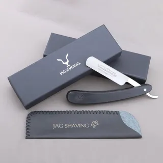 JAG SHAVING Rasiermesser - nachhaltig Rasiermesser mit Lederetui - Rasierhobel tasche - Rasiermesser für Herren - Schwarz