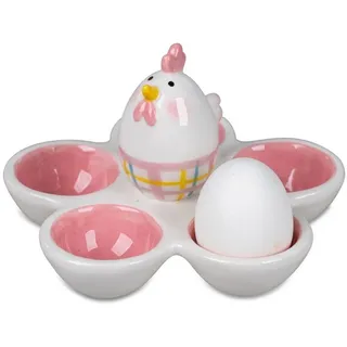 formano Eierbecher Eierbecher Huhn für Ostern, (H:10cm Ø:16cm), Steingut rosa
