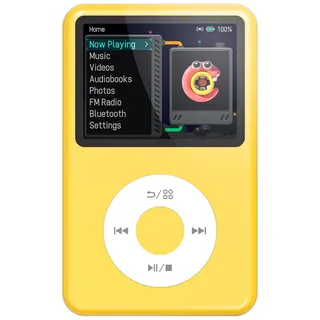 Innioasis Y1 Kinder MP3 Player - Zeitlose Klasse: 128 GB, Bluetooth, Video-Player, Hörbücher, FM-Radio und Touch Wheel-Steuerung (gelb)