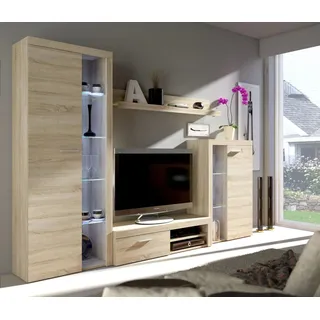 Küchen-Preisbombe Wohnwand Rumba Anbauwand Wohnkombi Wohnzimmer Sonoma Eiche matt