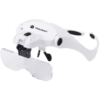TOOLCRAFT 2469761 Lupenbrille mit LED-Beleuchtung Vergrößerungsfaktor: 3.5 x, 2.5 x, 2.0 x, 1.5 x, 1.0 x Linsengröße: (L x B) 95 mm x 34 mm