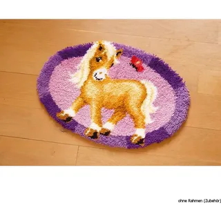 Vervaco Formteppich Pony m. Schmetterling Knüpfteppich mit Knüpfhaken, Baumwolle, Sortiert, PN-0144090