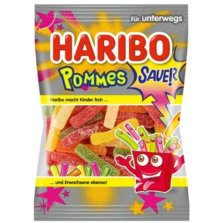HARIBO Pommes Sauer Saure gezuckerte Fruchtgummi Pommes 100g
