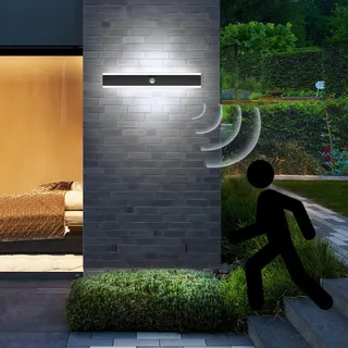 ANKBOY Lange Wandleuchte mit Bewegungsmelder Aussen/Innen Kaltweiss 20W 60CM Außenwandleuchte LED Anthrazit Aussenlampe Wand mit Bewegungsmelder Wasserdicht für Villa Haus Eingang, 6000K