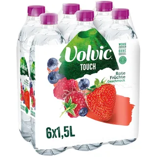 Volvic Touch Rote Früchte Geschmack – Erfrischungsgetränk mit natürlichem Mineralwasser und Rote Früchte-Geschmack – ohne Konservierungsstoffe – 6 x 1,5 l