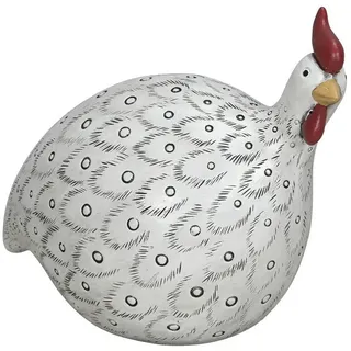finehomegarden Dekofigur Perlhuhn Huhn weiss/schwarz Ø23x13cm H17cmPolyresin Ostern Figur (1 St), Skulptur Landhaus Osterfigur Deko Osterdekoration / Paket schwarz|weiß