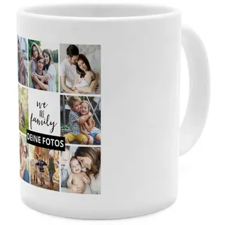 PhotoFancy® - Fototasse 'Collage' - Personalisierte Tasse mit eigenem Foto - Weiß - Layout Collage 9 Bilder
