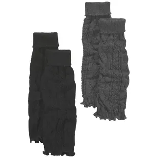 LAVANA Stulpensocken Damen 1x anthrazit meliert, 1x schwarz Gr.