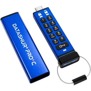 iStorage datAshur PRO+C 256 GB | Sicherer USB-Typ-C-Speicherstick | FIPS 140-3 Level 3 Zertifiziert | PIN-geschützt | Typ-C-A-Adapter im Lieferumfang enthalten